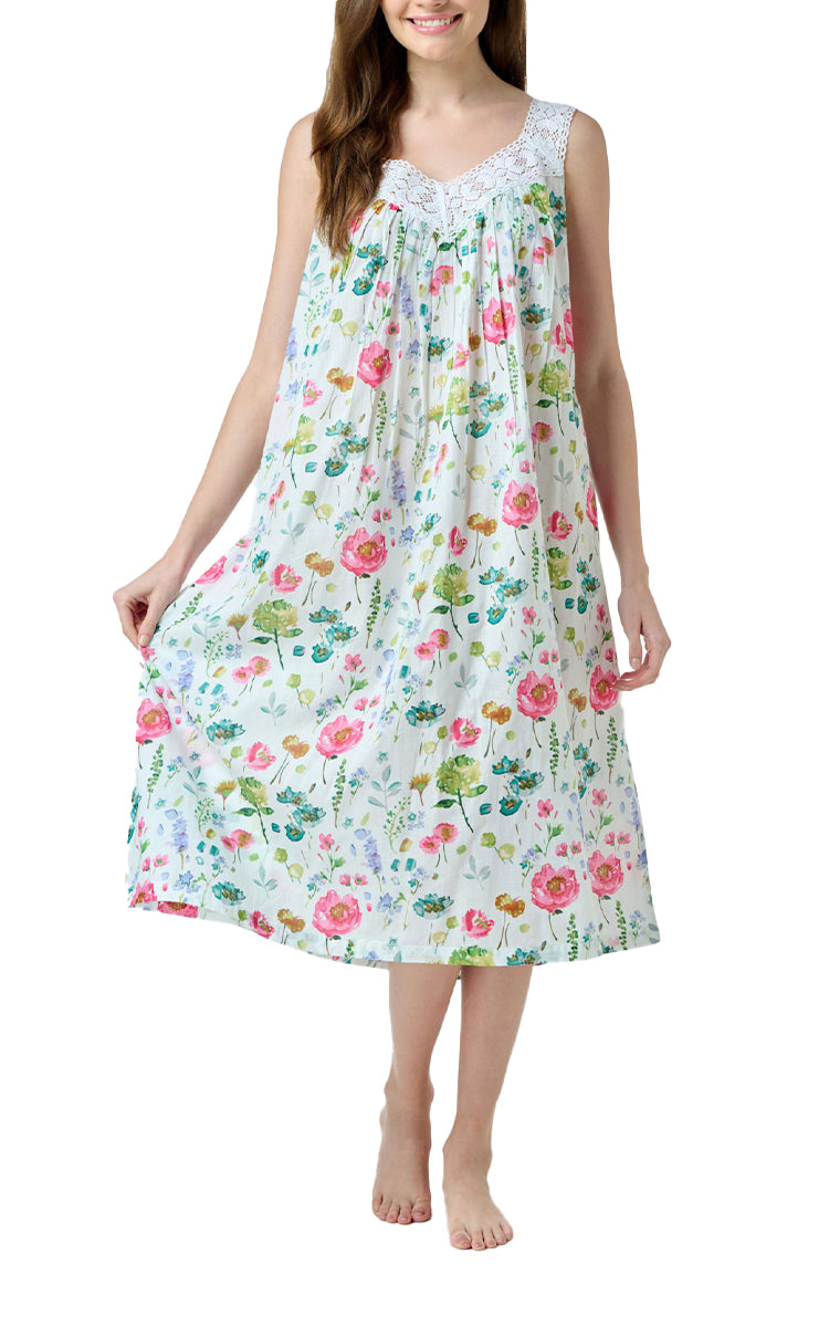 Arabella Carmelina 100% Cotton Nightgown In Spring Camelia MD-410A1