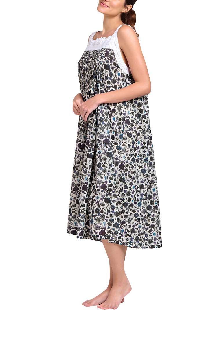 Arabella 100% Cotton Robe and Matching Nightie Set in Midnight Bloom MD-75K and MD-78K