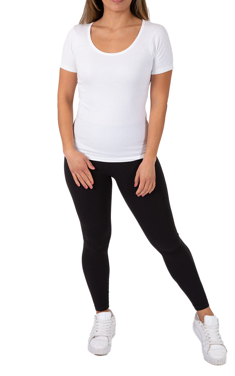 Emmebivi 100% Cotton Top with Short Sleeve Thermal in White 42573