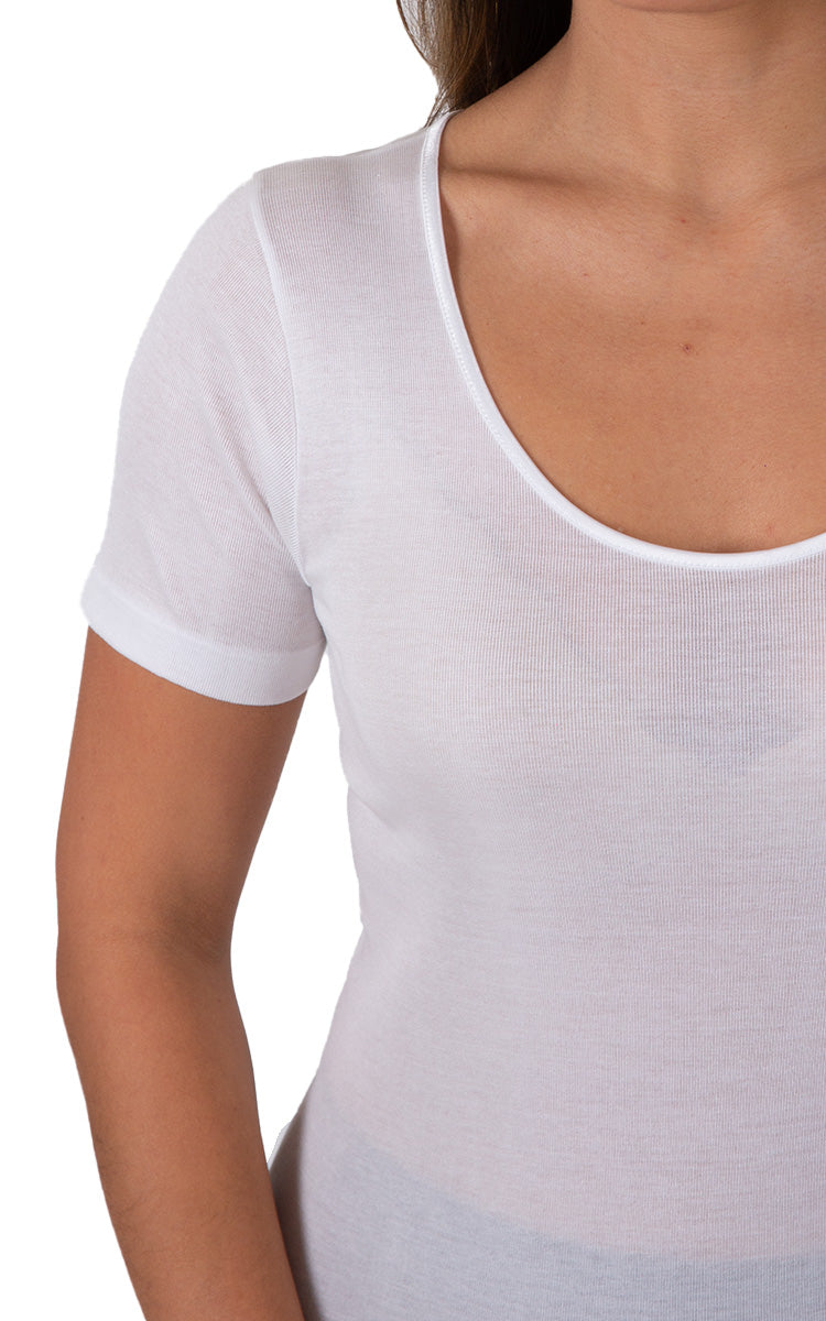 Emmebivi 100% Filoscozia® Cotton Top with Short Sleeve in White 13833
