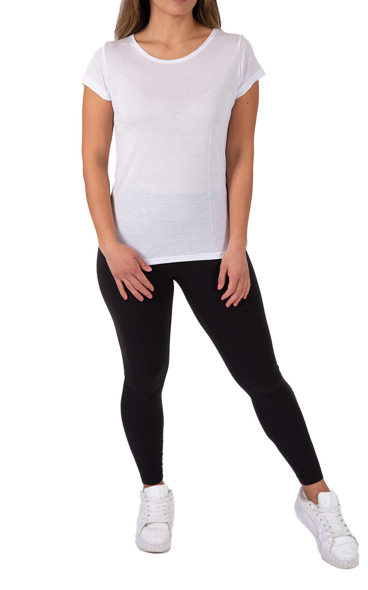 Emmebivi 100% Tencel Top with Short Sleeve in White 60212 SALE