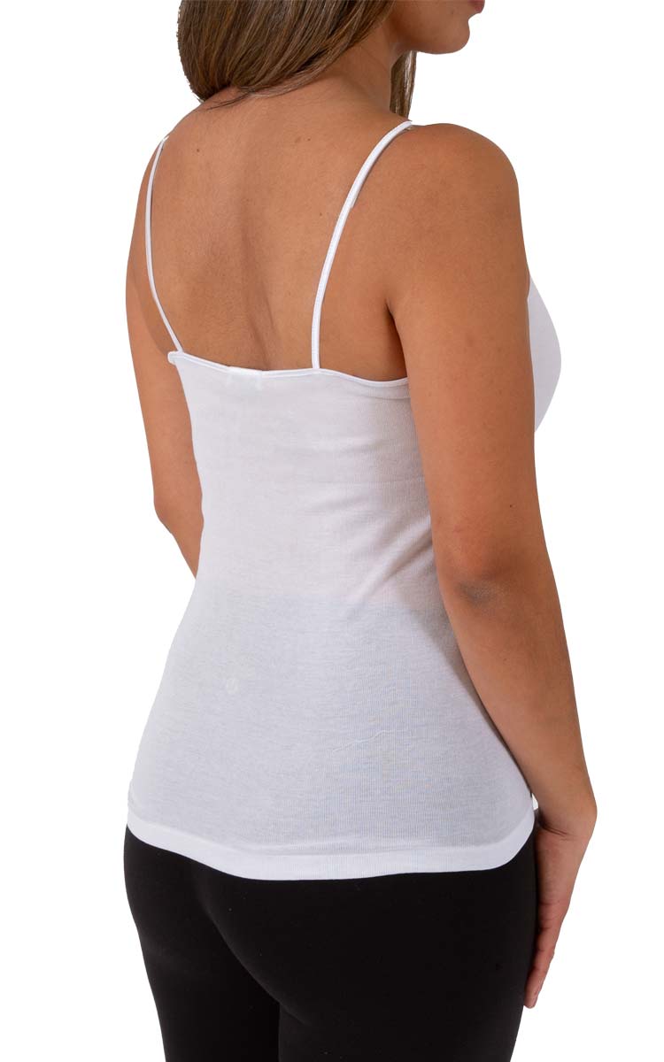Emmebivi 100% Filoscozia® Cotton Camisole With Lace Trim in White 12311