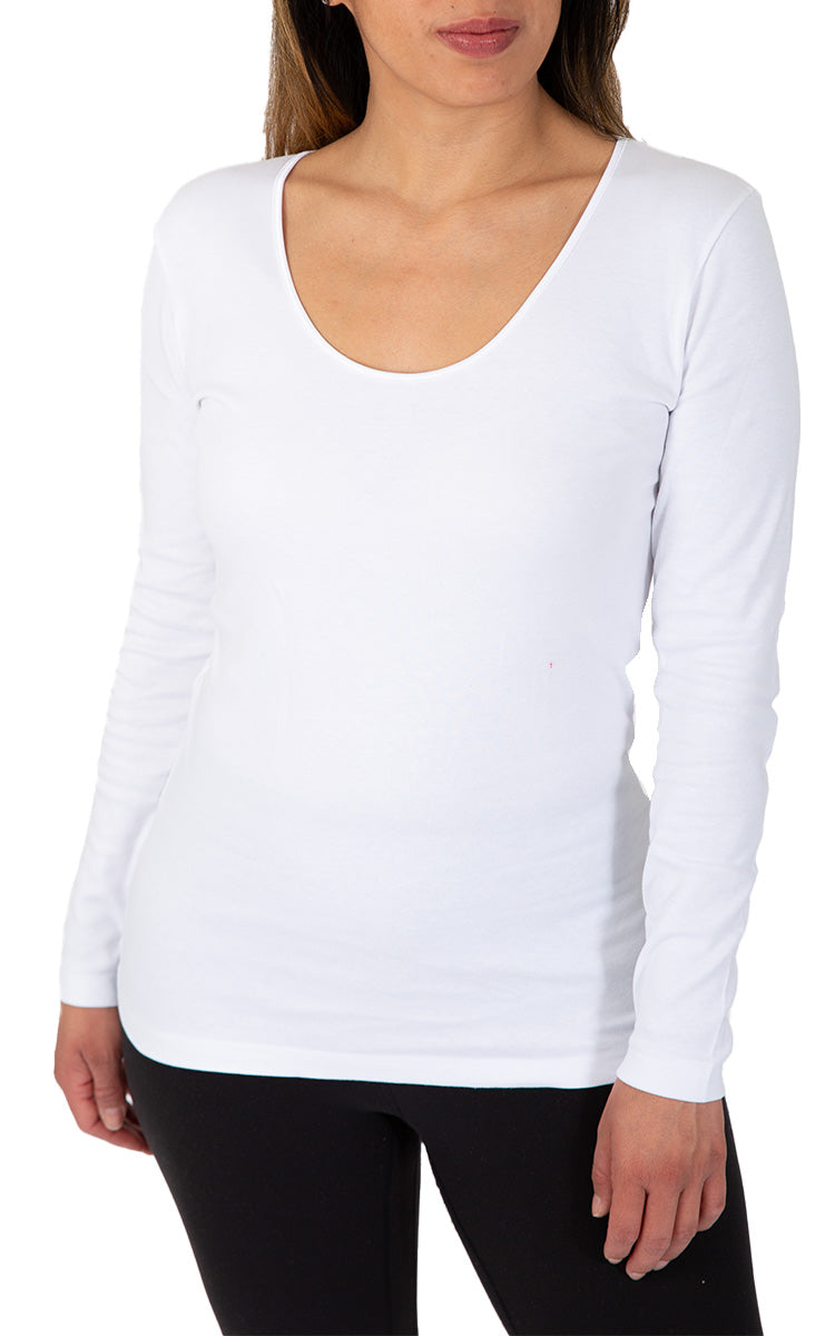 Emmebivi 100% Cotton Top with Long Sleeve Thermal in White 30814