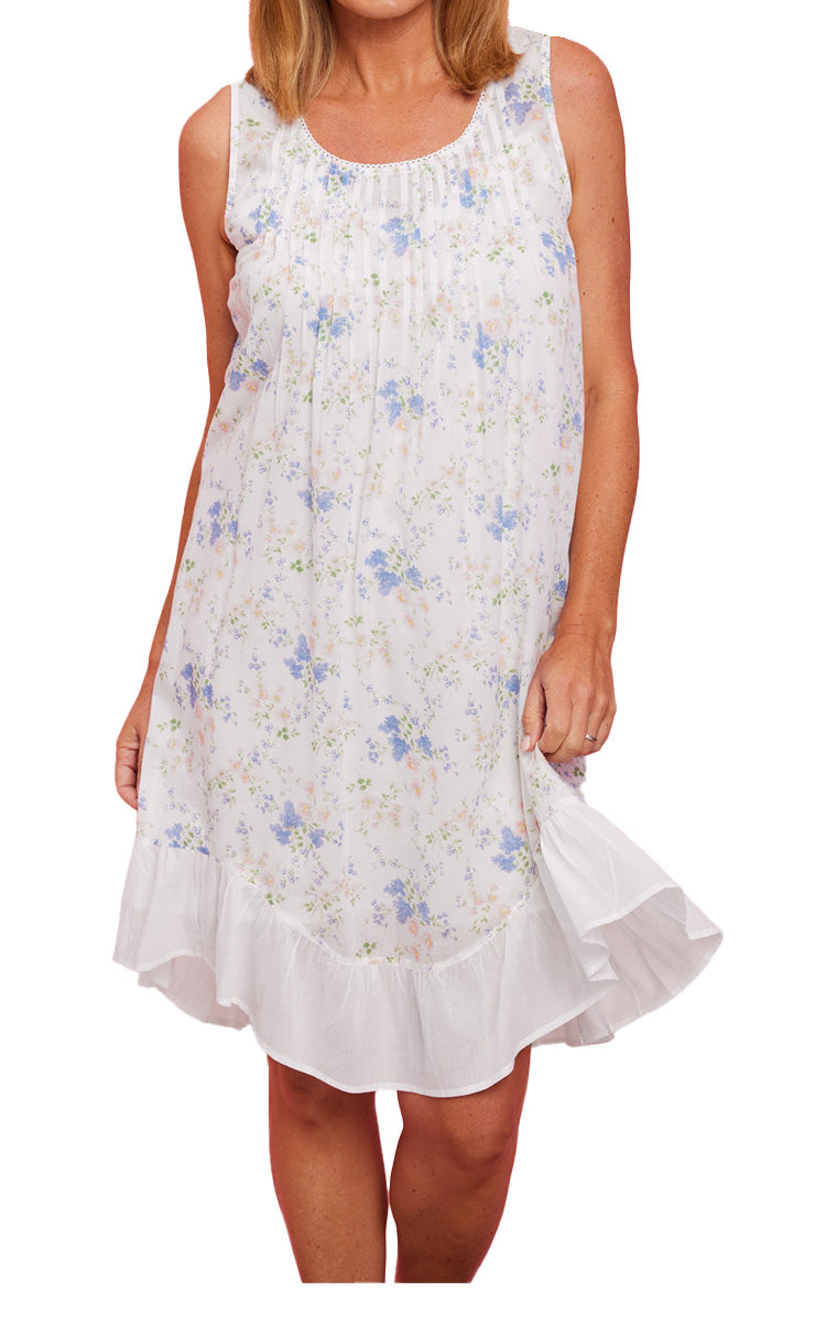 French Country 100% Cotton Nightgown Sleeveless in Poppy Daisy FCD162