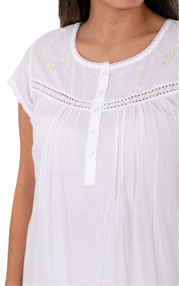 White cotton nightgown for summer by French Countr sold online at naturesweary