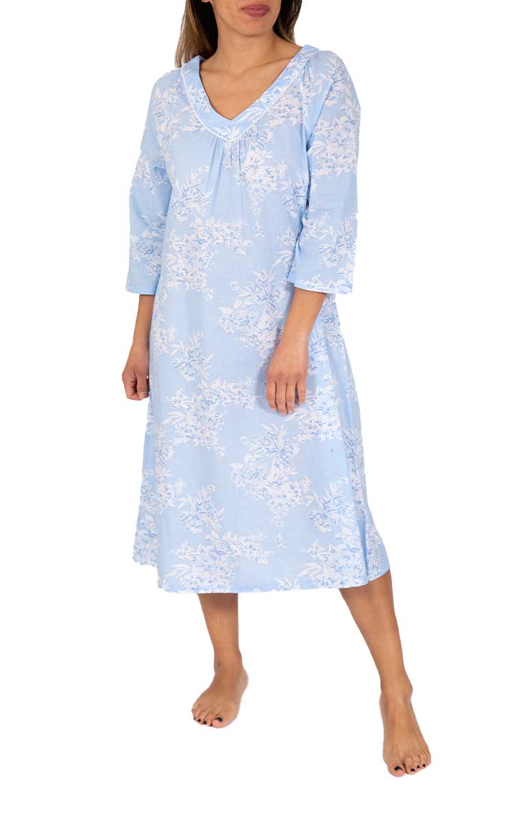 Woman wearing cotton nightie from french country Australia