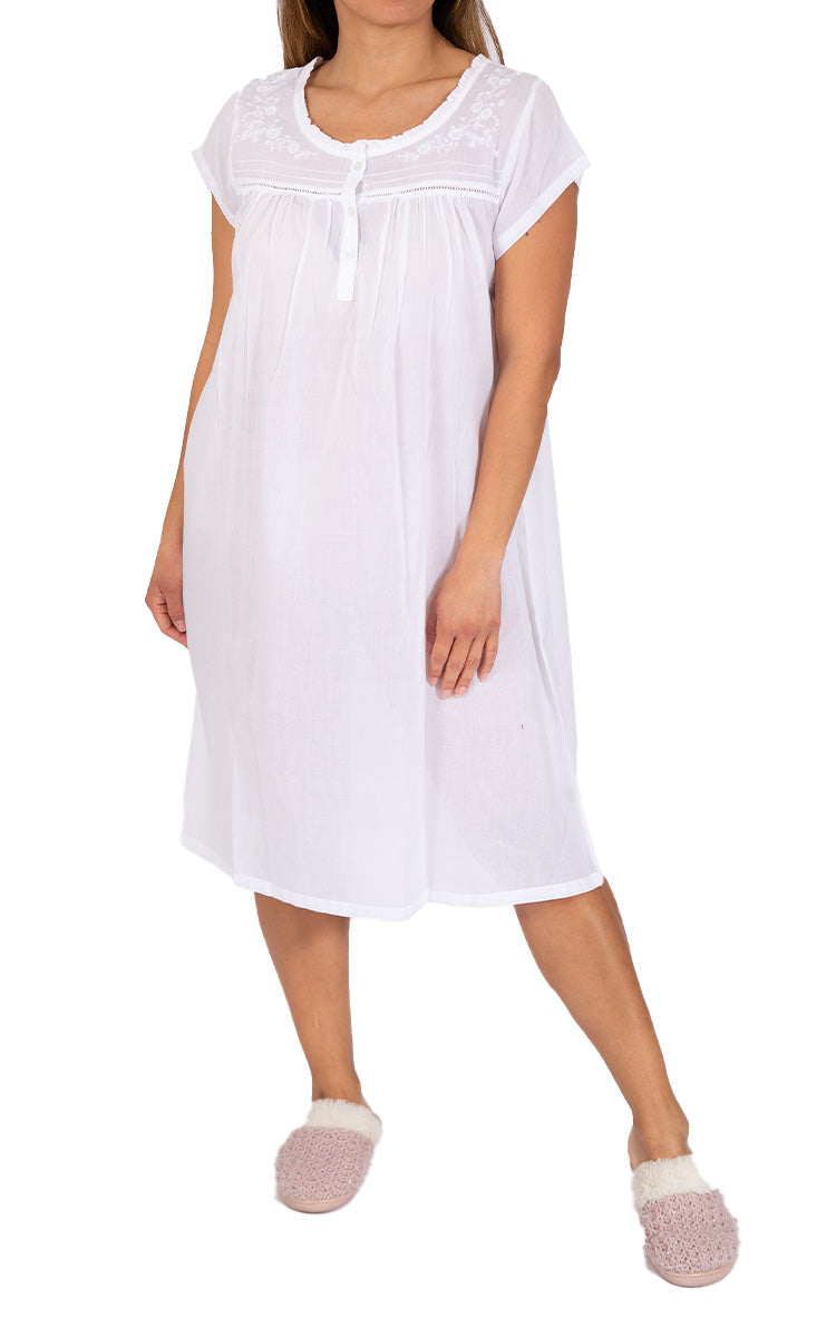 Classic white cotton nightie with cap sleeve from French Country Australia