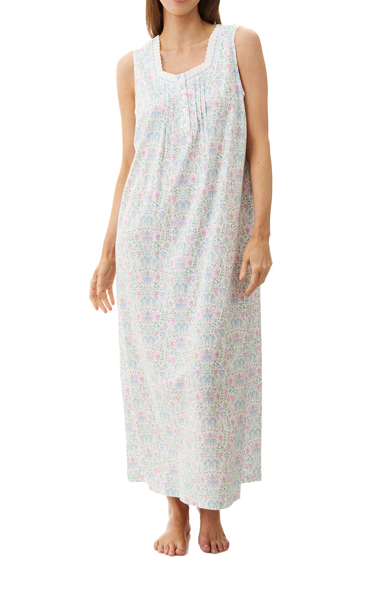 Givoni 100% Cotton Sleeveless Nightgown In Ivy 6LP42I