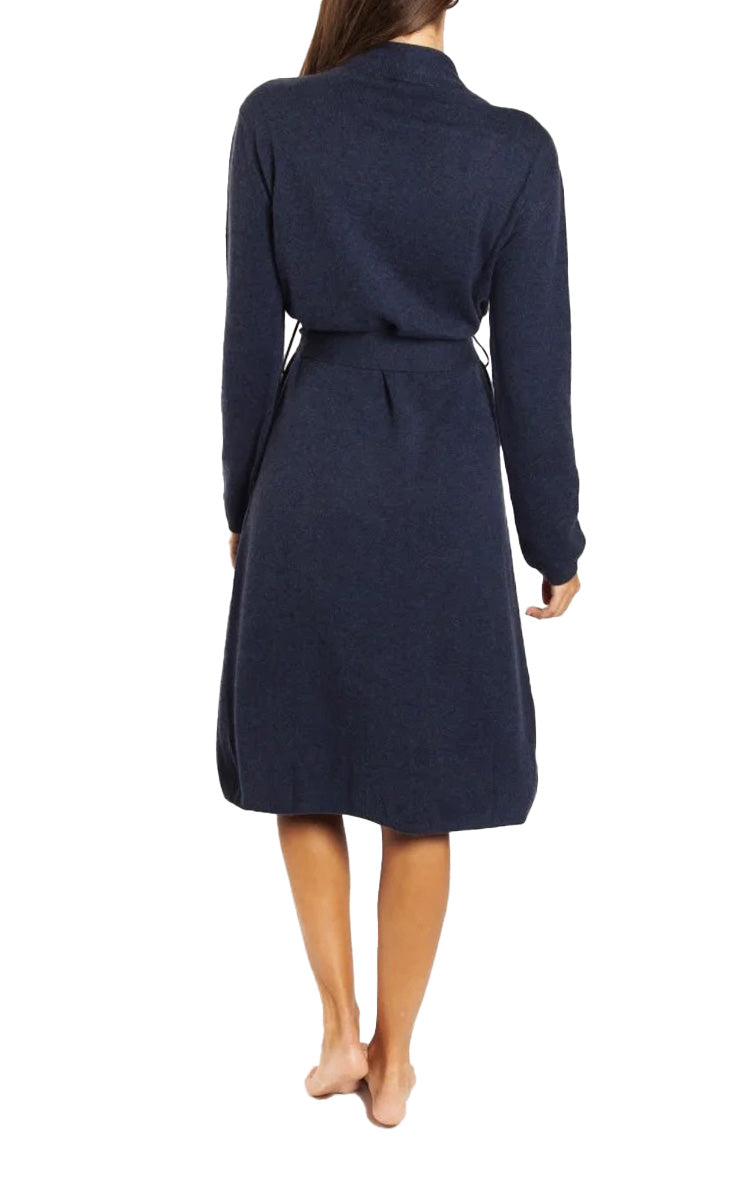Love & Lustre 100% Cashmere Robe with Long Sleeve in Navy LL324