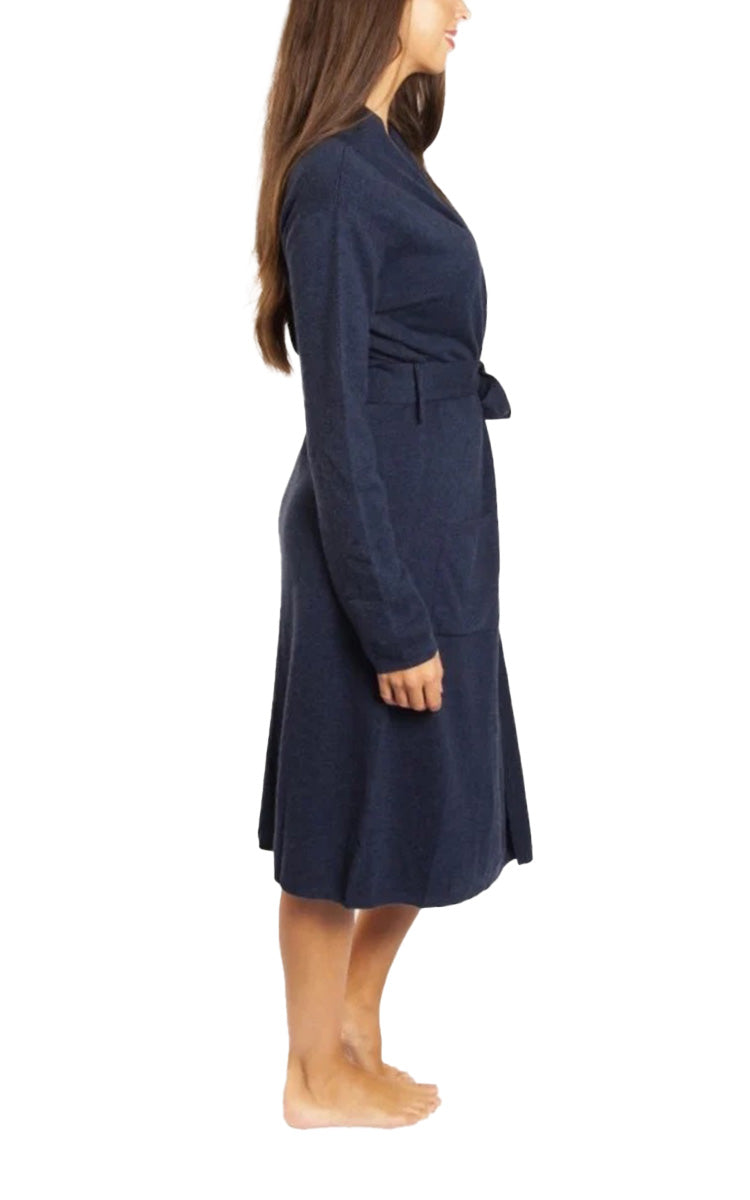 Love & Lustre 100% Cashmere Robe with Long Sleeve in Navy LL324