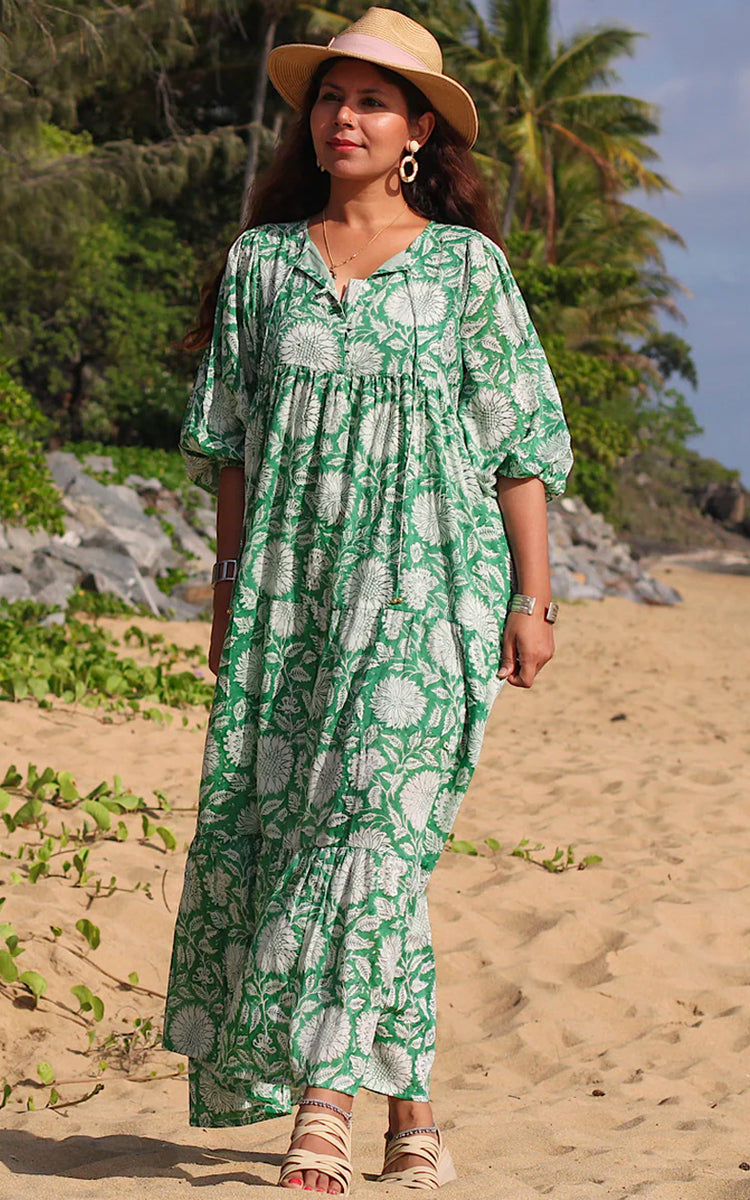 princess polly baby blue dress River Goddess 100% Cotton Maxi Dress Neera Emerald – natureswear