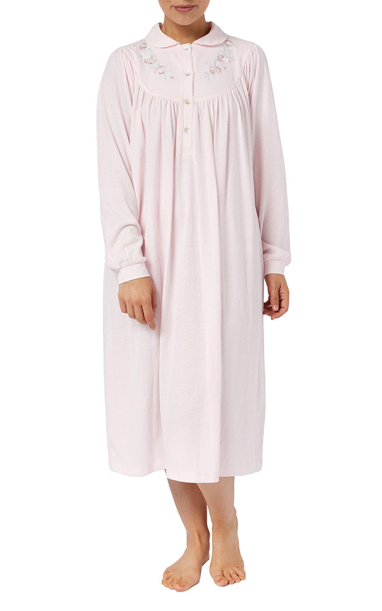 Schrank Polycotton Jersey Nightgown With Collar In Pink SK232E