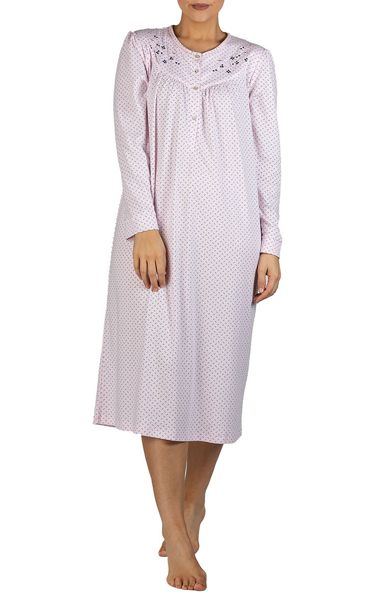 Schrank Polycotton Jersey Embroidered Nightgown In Pink SK236S