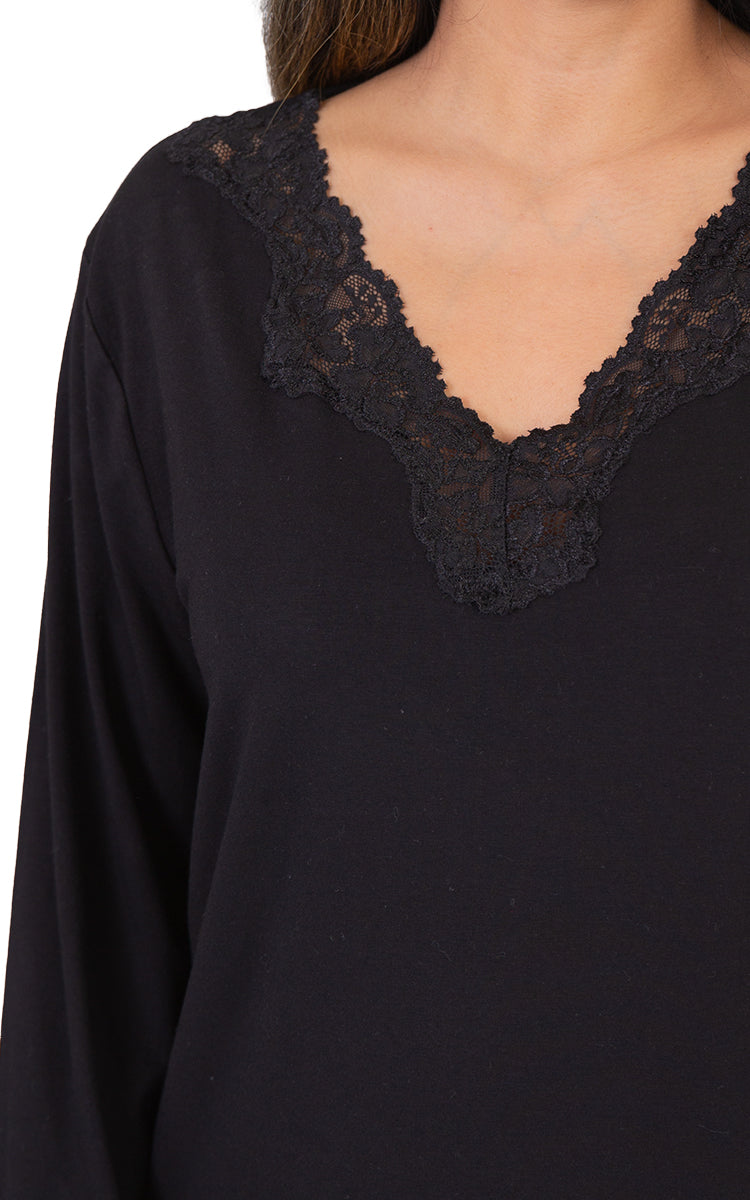 Beautiful bamboo and cotton pyjama for women in black by Victoria Linen sold online at natureswear