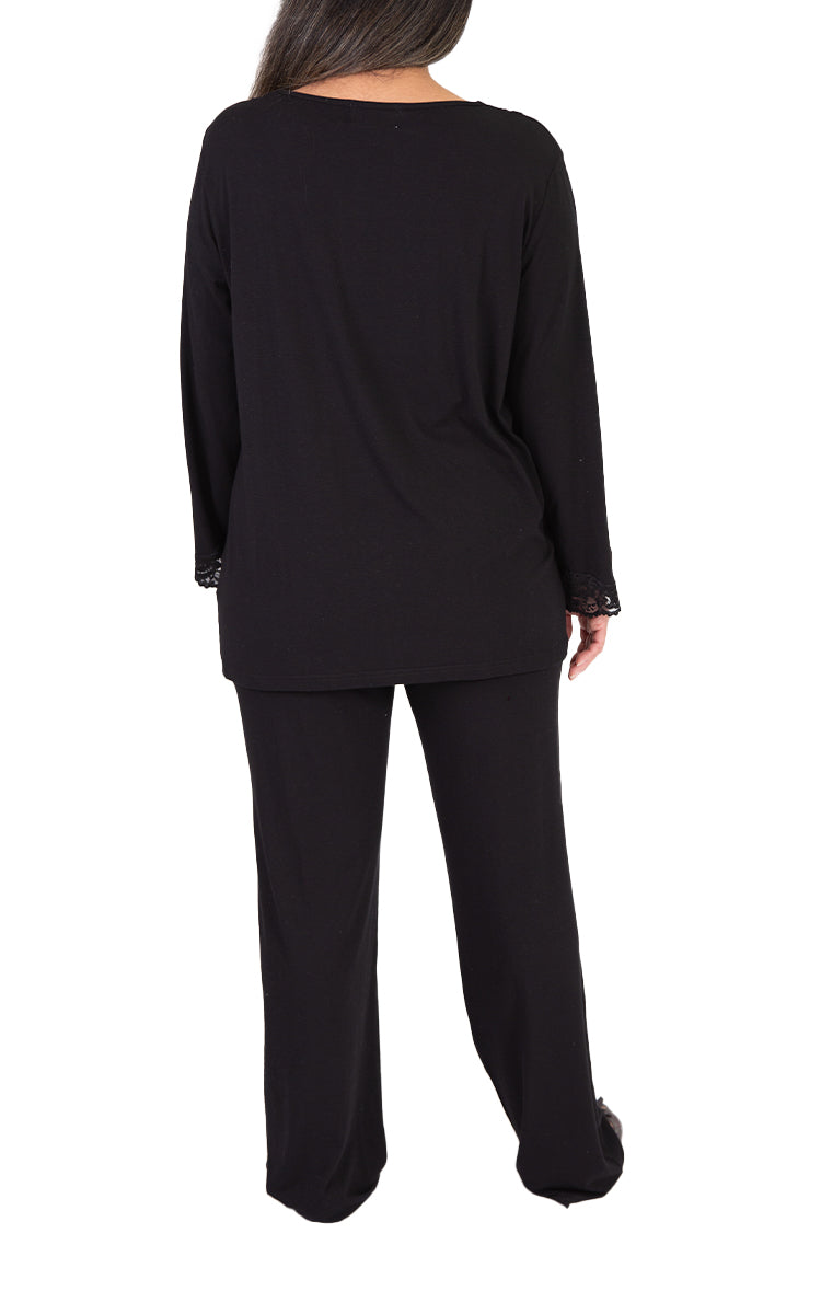 Beautiful bamboo and cotton pyjama for women in black by Victoria Linen sold online at natureswear