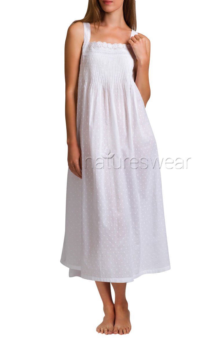 Woman wreaking Arabella cotton sleepwear in white