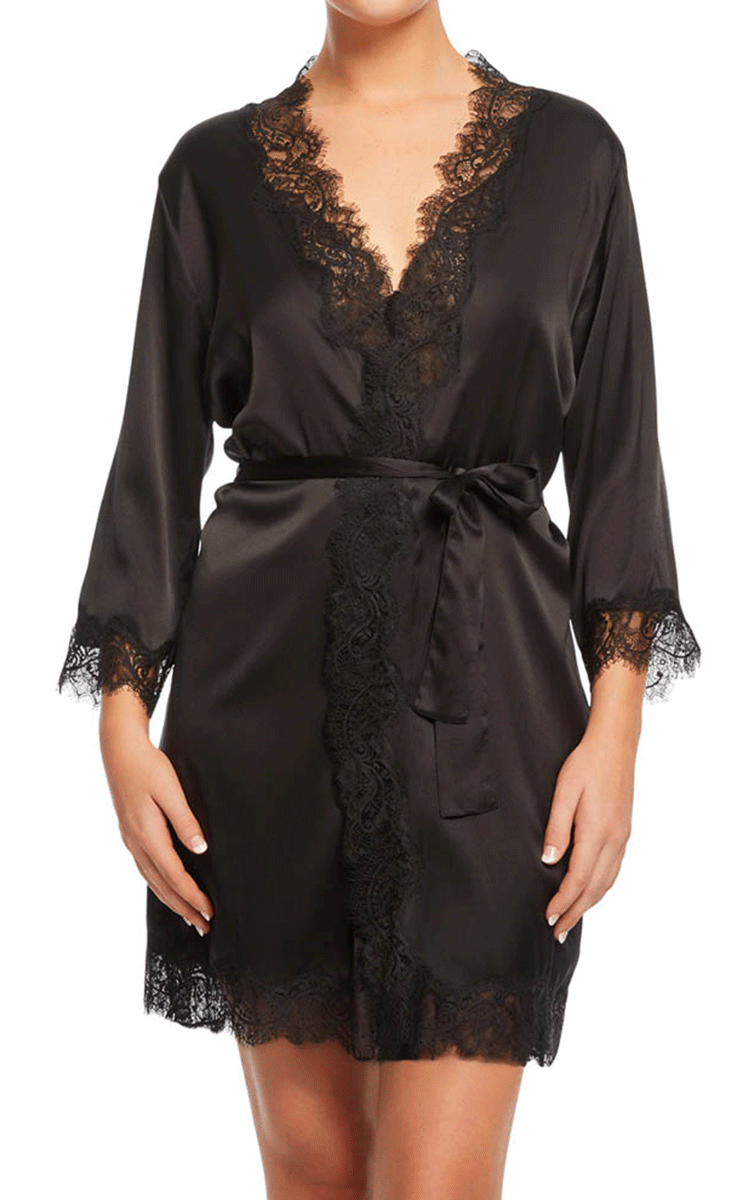 Sainted Sisters Scarlet Black Silk Robe