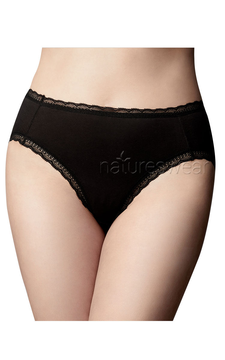 The Knicker Cotton Hi Cut Brief Black Australia and New Zealand Natureswear
