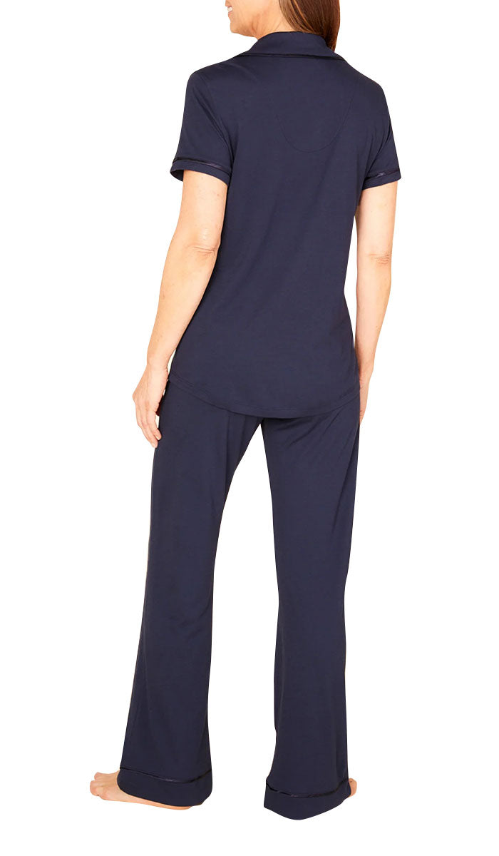Cosabella Bella Short Sleeve Top & Long Pant Pyjama Set Navy