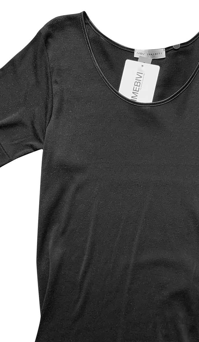 Emmebivi 100% Cotton Plain Short Sleeve in Black 13833