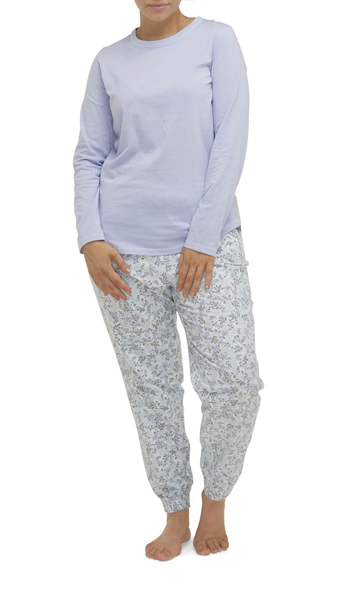 Schrank Brooke Long Sleeve Cotton Pyjama in Lavender Floral Natureswear Australia and New Zealand Sleepwear for women in natural fibre cotton