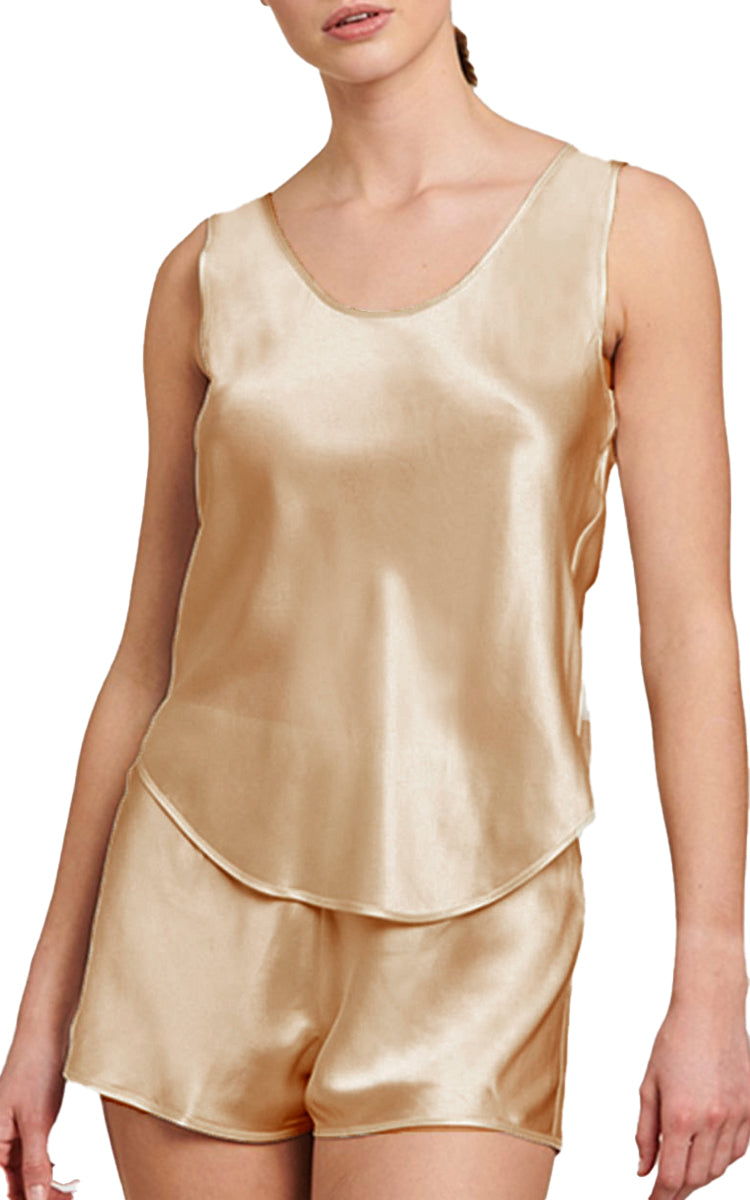 gold satin tank top