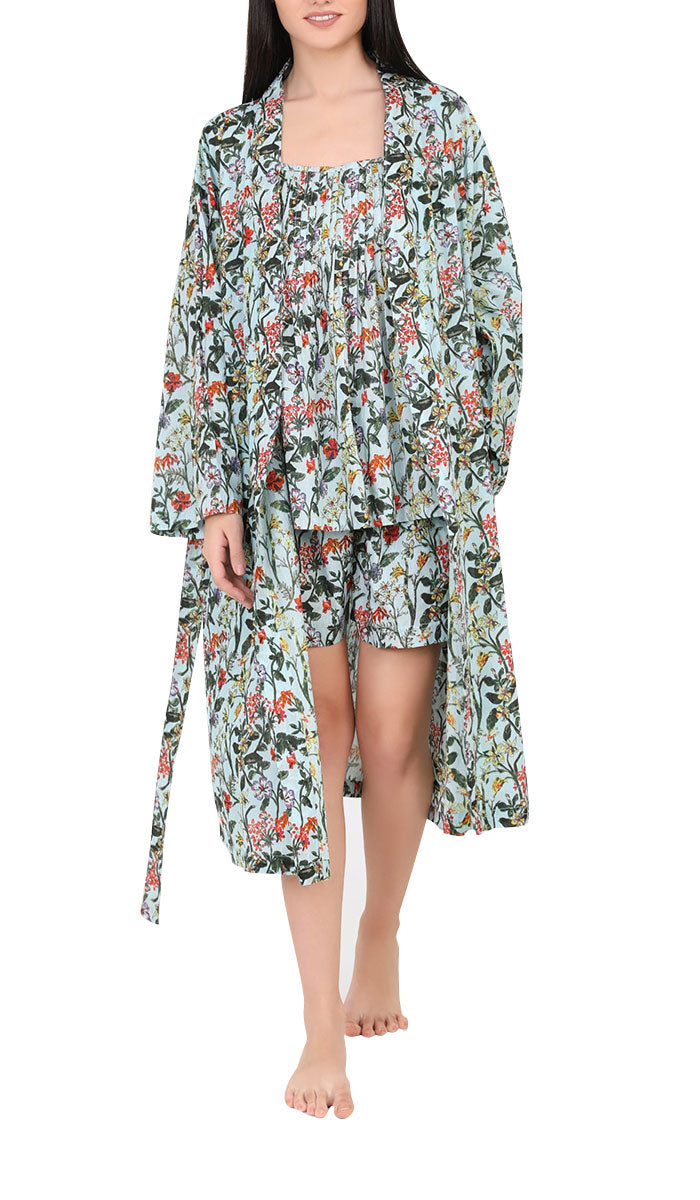 Arabella Cotton Robe in Pink Floral For Women | Pure Cotton Robe ...
