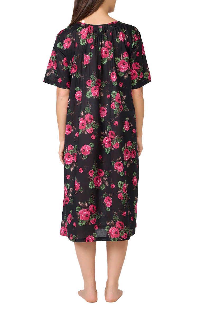 Arabella Angelina 100% Cotton Short Sleeve Nightgown in Ebony Rose MD-83P4