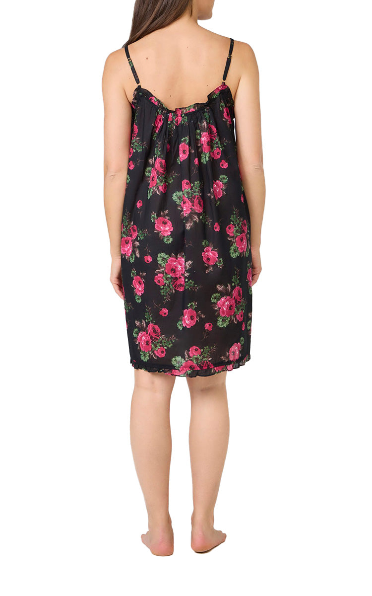 Arabella Jessica 100% Cotton Short Nightgown Or Day Dress in Ebony Rose Floral MD-866P4