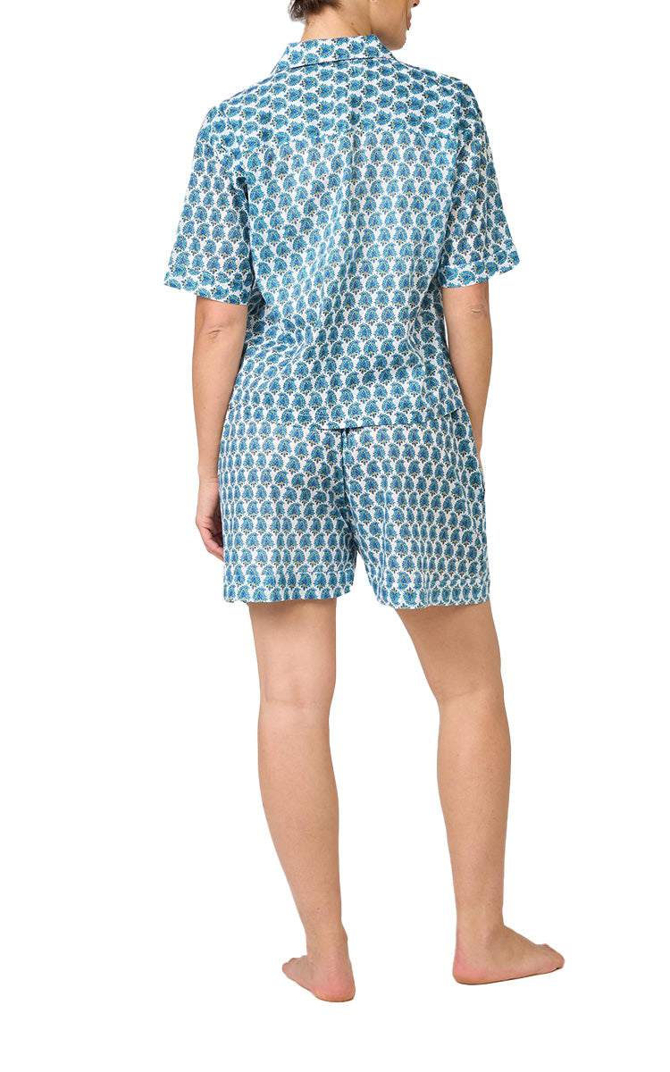 Arabella Chanel 100% Cotton Short Pyjama in Turquoise Paisley Print MD-732F6