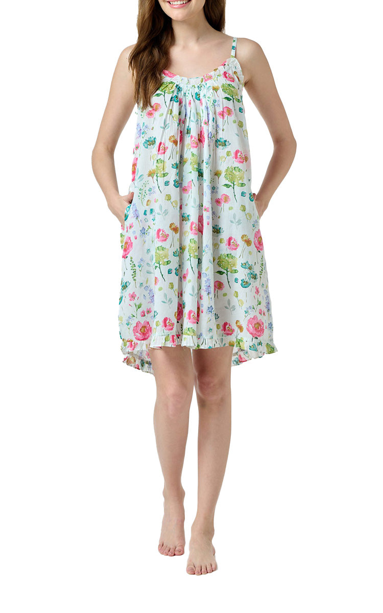 Arabella 100% Cotton Nightgown Sleeveless in Vibrant Floral MD-866A