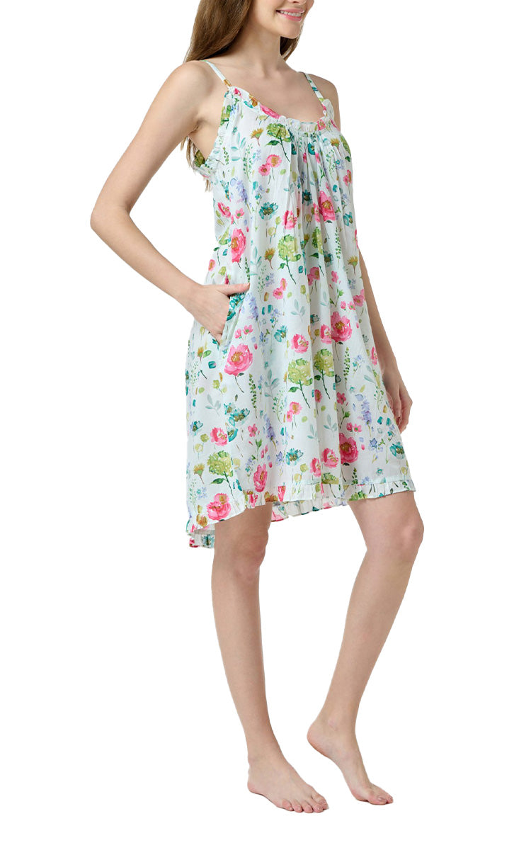 Arabella 100% Cotton Nightgown Sleeveless in Vibrant Floral MD-866A1
