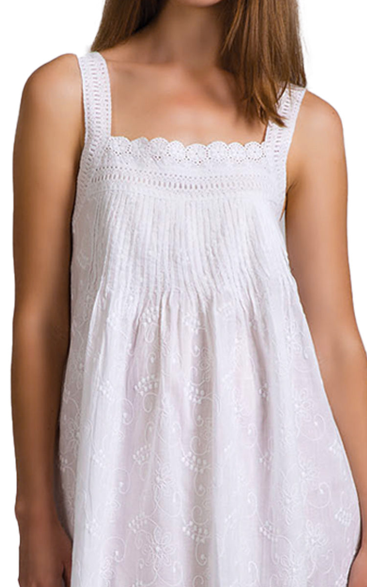 Arabella 100% Cotton Nightgown Sleeveless in White MD-30