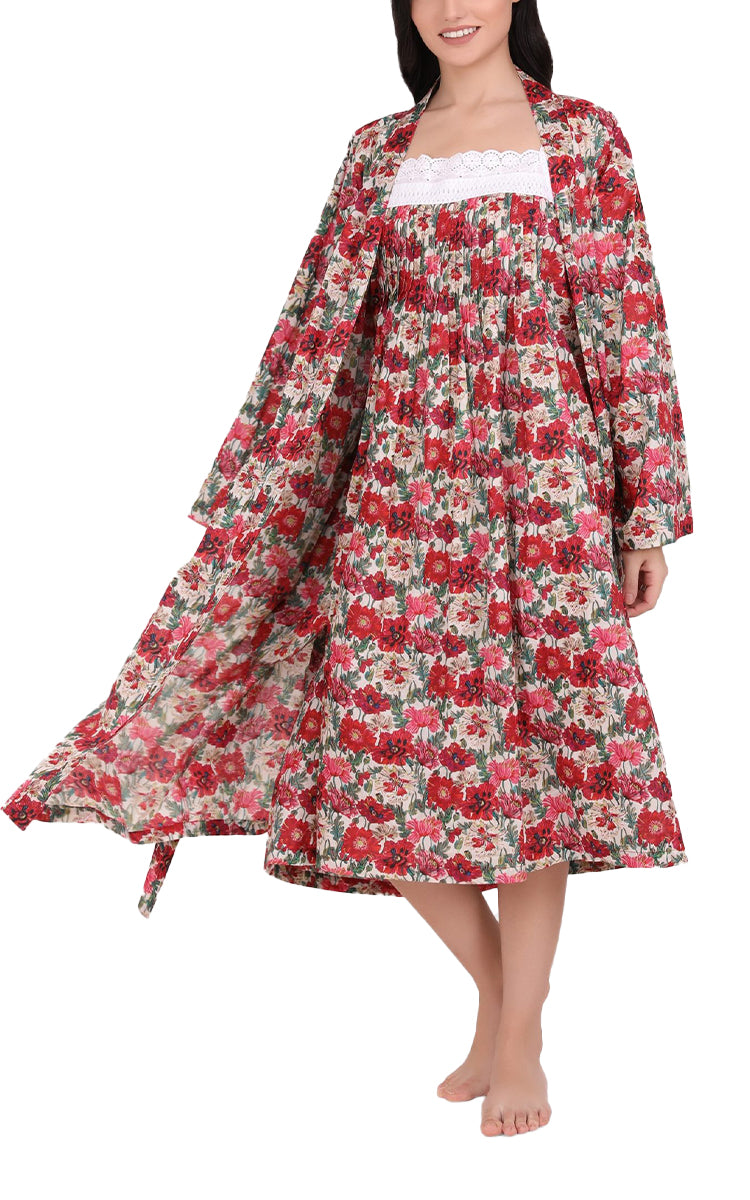 Arabella Cotton Robe in Pink Floral For Women | Pure Cotton Robe ...