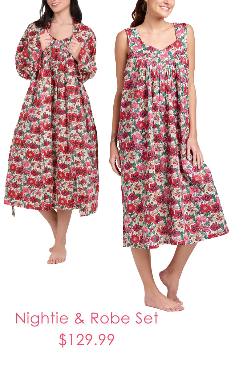 Cotton Sleepwear sets for women Robe and nightie gift set australia