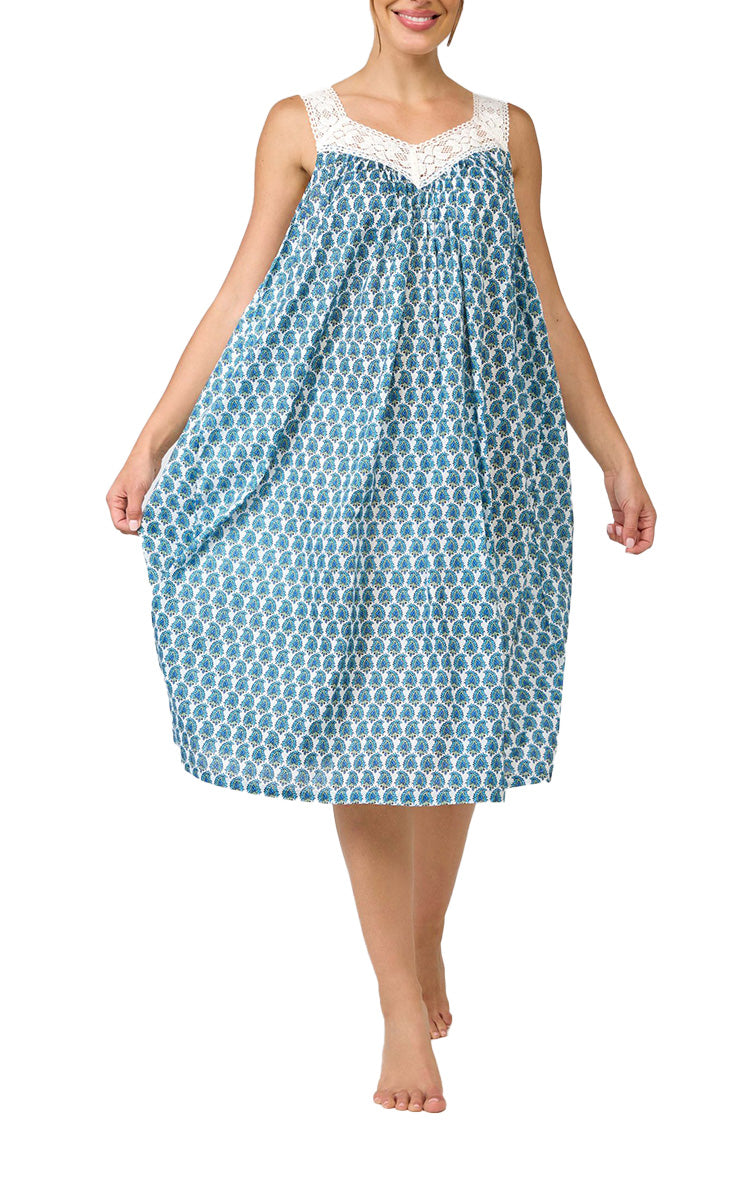 Arabella Carmelina 100% Cotton Sleeveless Nightgown in Paisley Print MD-410F6