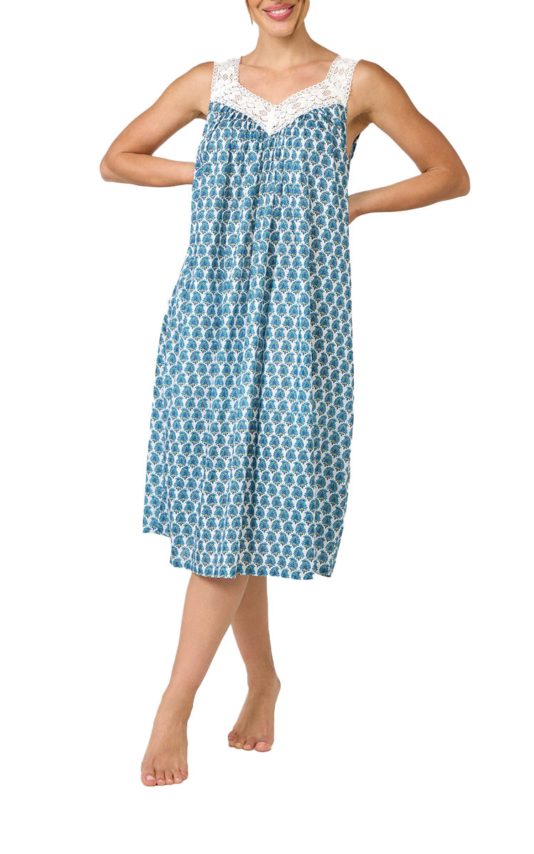Arabella Carmelina 100% Cotton Sleeveless Nightgown in Paisley Print MD-410F6