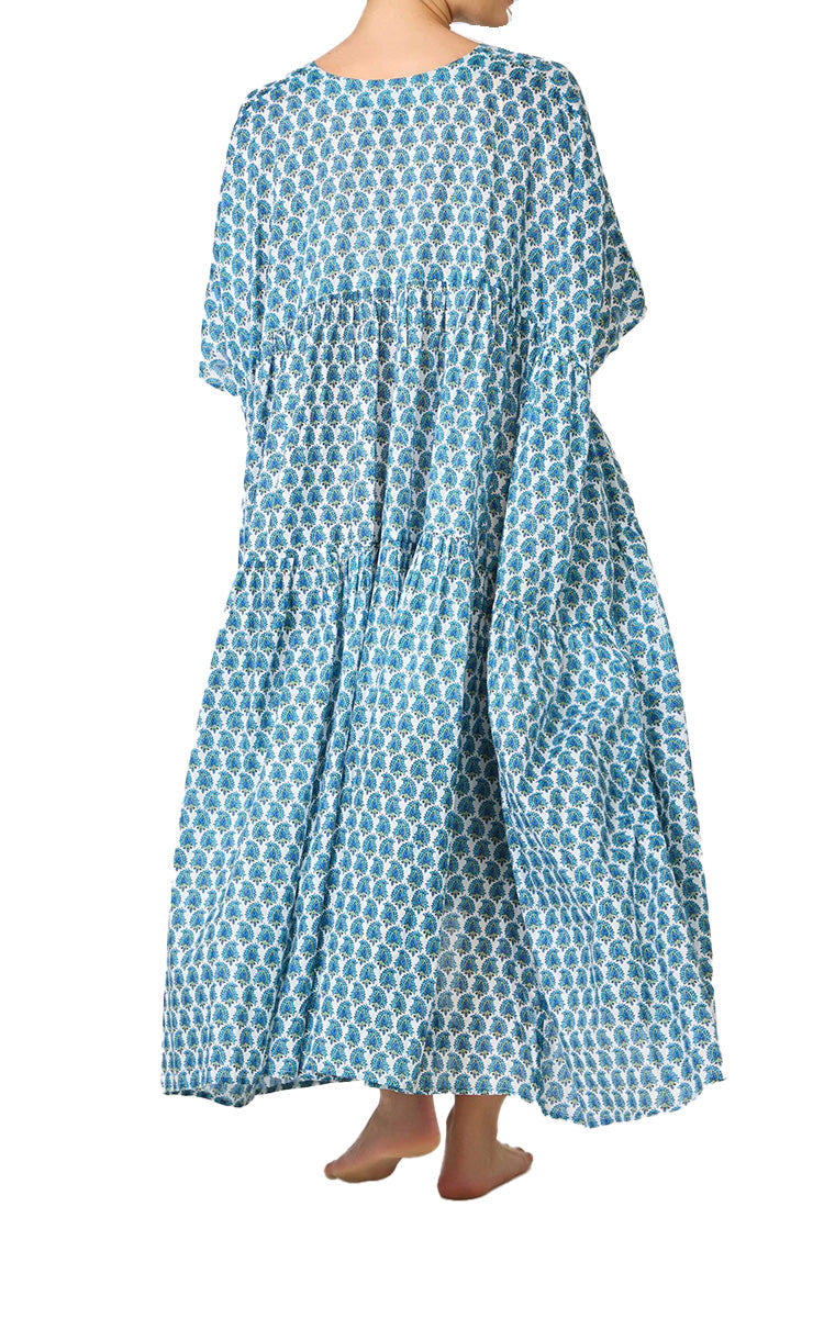 Arabella Ellie 100% Cotton Short Sleeve Day Dress in Turqouise Paisley MD-85F6