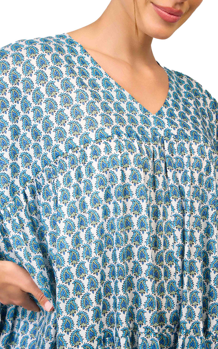 Arabella Ellie 100% Cotton Short Sleeve Day Dress in Turqouise Paisley MD-85F6