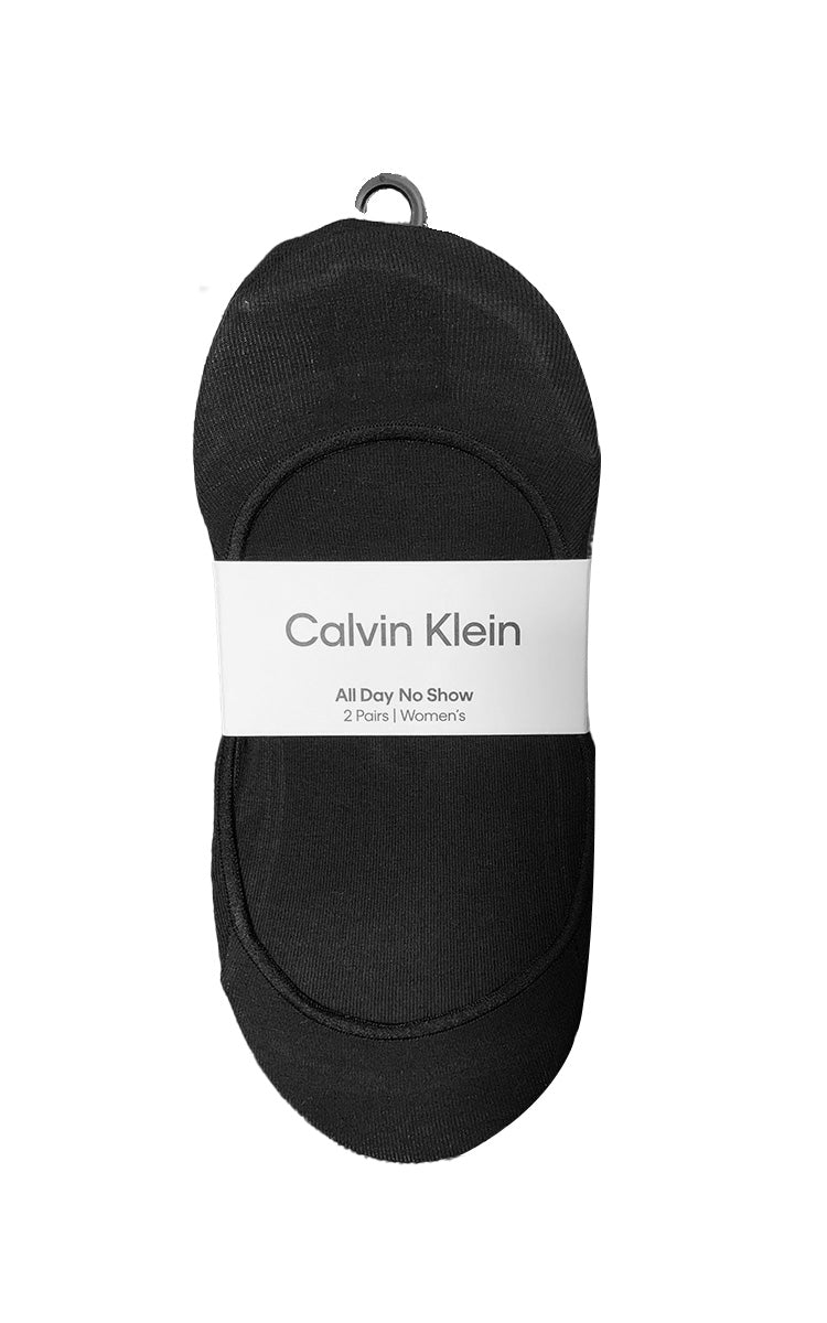 Calvin Klein 92% Cotton No Show Socks in Black