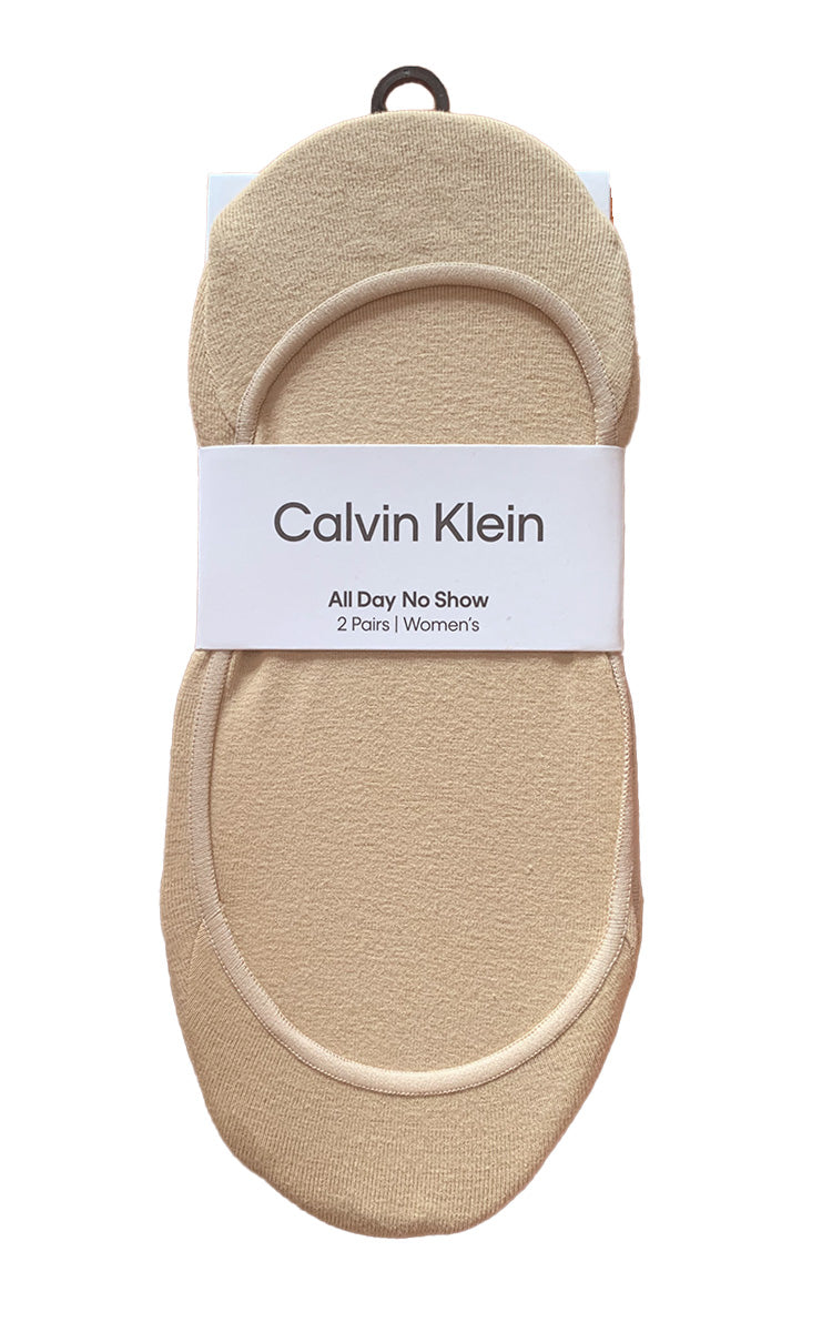 Calvin Klein Cotton No Show Socks in Nude