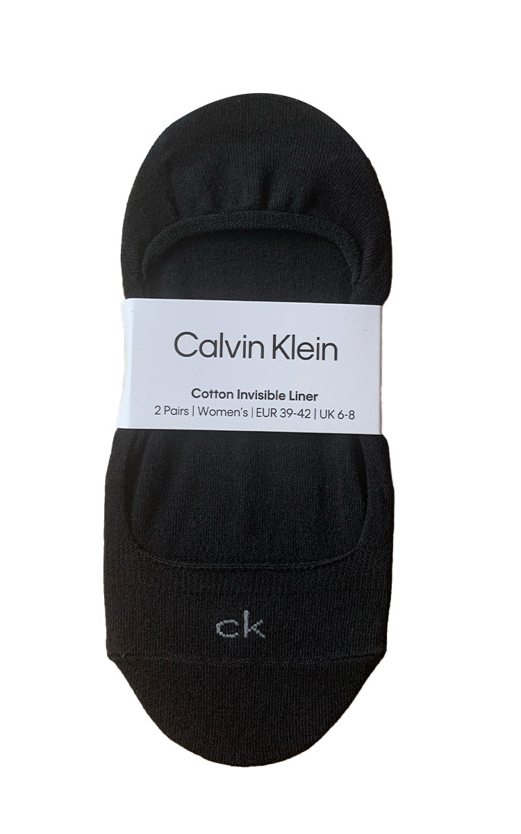 Calvin Klein 66% Cotton Invisible Liner Socks in Black ECA632