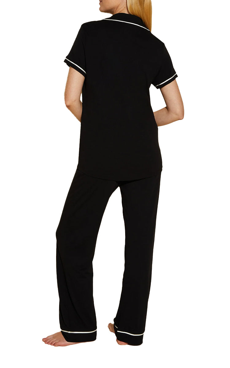 Cosabella 50% Modal and 50% Cotton Pyjama Short Sleeve Top & Long Pant in Black 9645