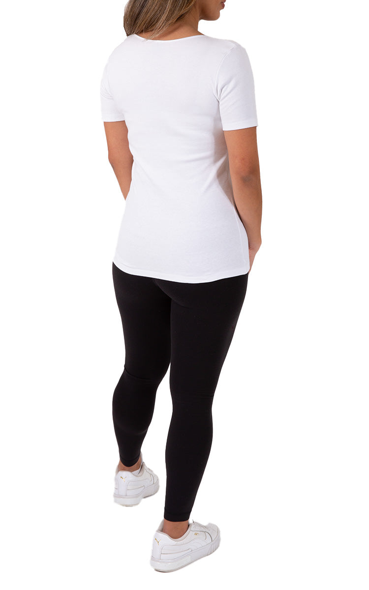 Emmebivi 100% Cotton Top with Short Sleeve Thermal in White 33013