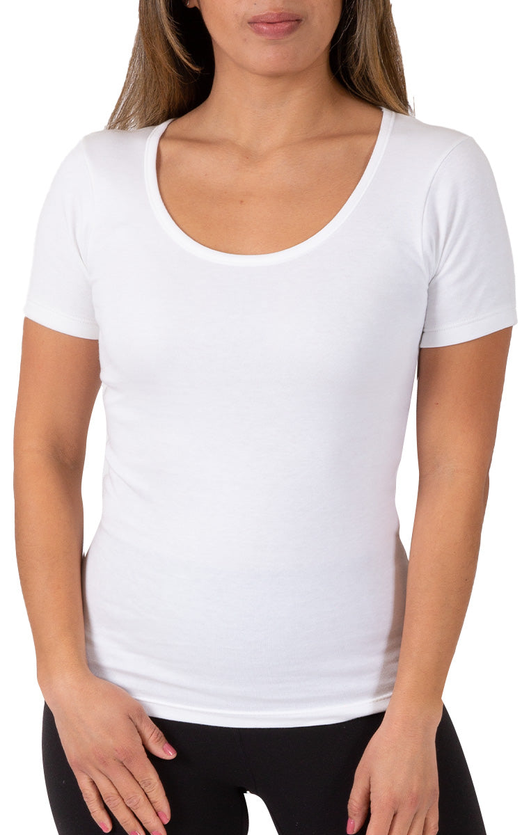 Emmebivi 100% Cotton Top with Short Sleeve Thermal in White 42573
