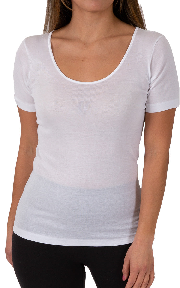 Emmebivi 100% Cotton Top with Short Sleeve in White 13833