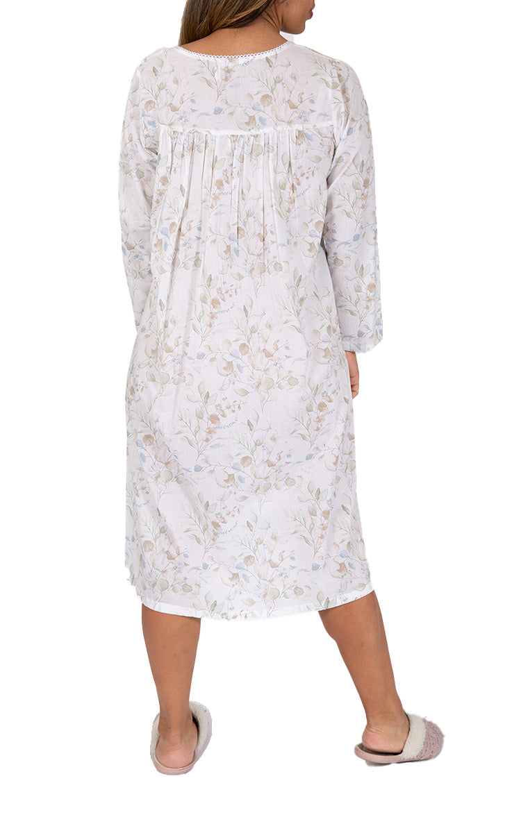 Woman wearing cotton nightie for winter from french country