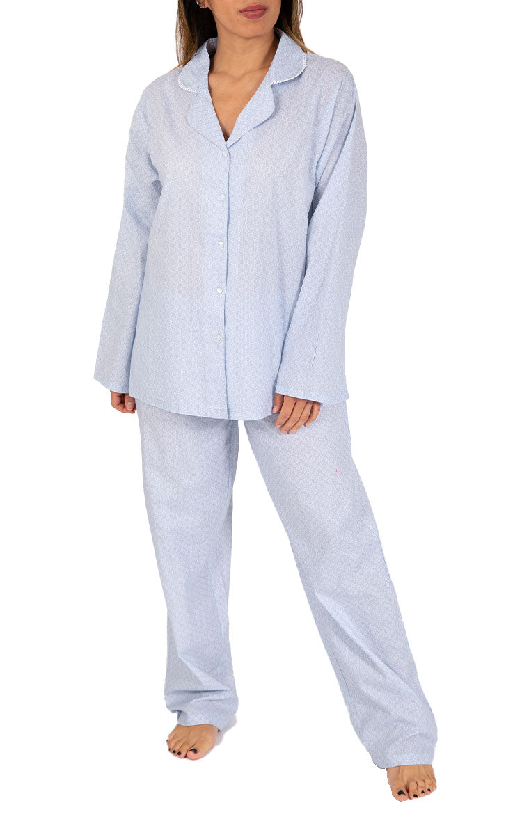 Woman wearing cotton winter pyjama from french country Australia