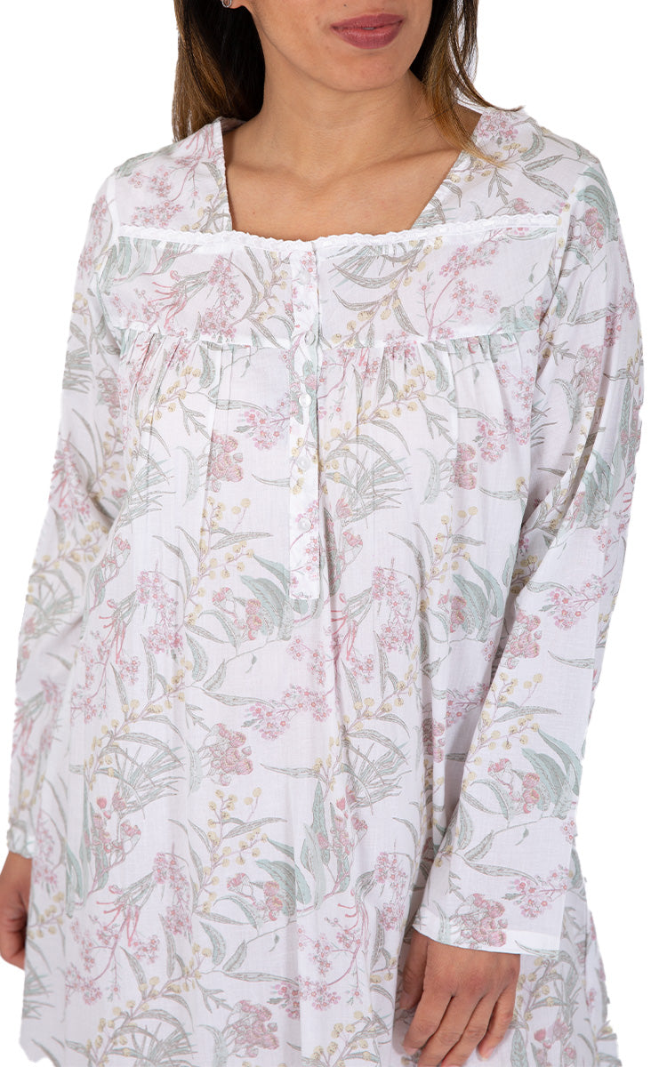 French Country Cotton Nightgowns For Women Winter Long Sleeve Cotton