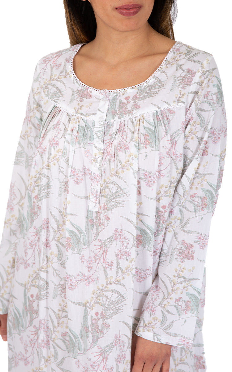 French Country Cotton Nightgowns For Women Winter Long Sleeve Cotton